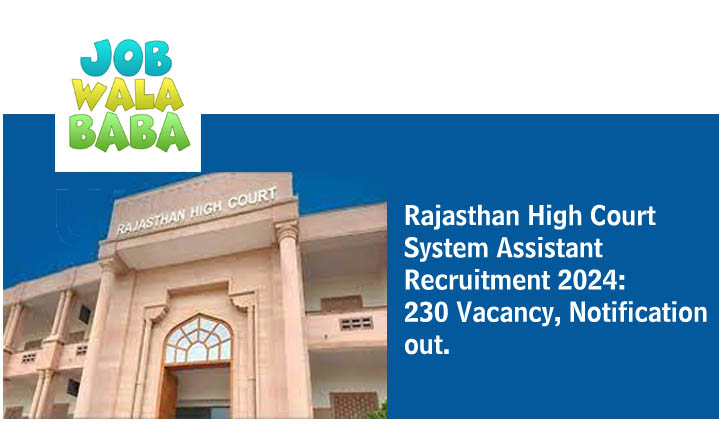 Rajasthan High Court System Assistant Recruitment 2024: 230 Vacancy का नोटिफिकेशन जारी